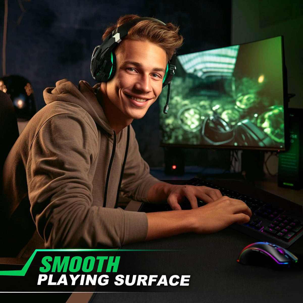 Huge 46”x17” 5mm Gaming Mouse Pad Large Mouse Pad for Desk Gaming Giant Black XXL Thick Long Extra Large Extended Big Gamer Desk Mat