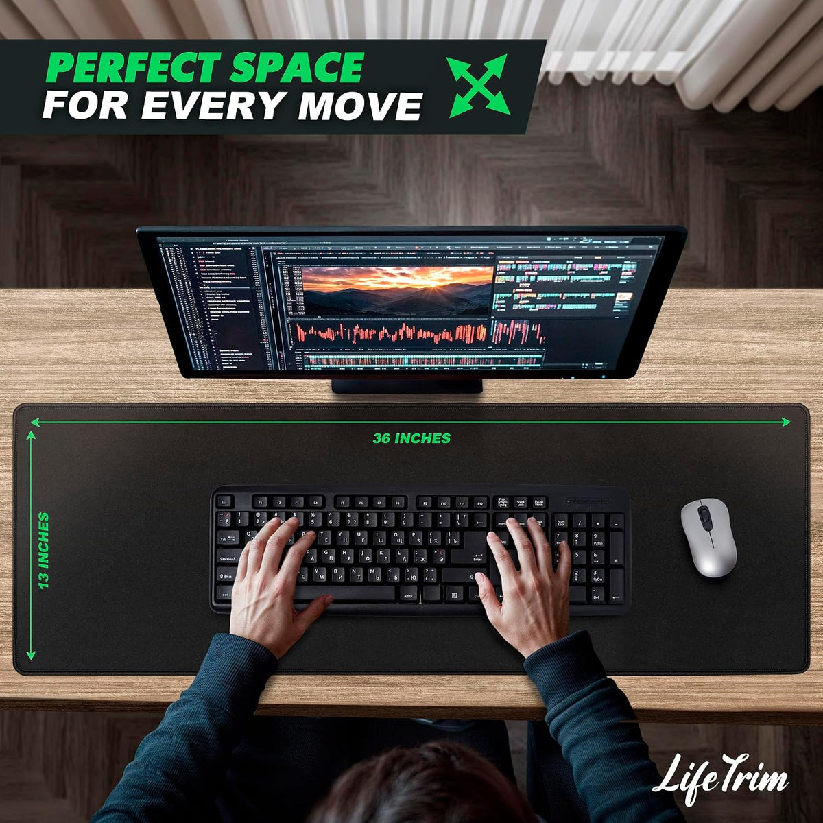 Huge 46”x17” 5mm Gaming Mouse Pad Large Mouse Pad for Desk Gaming Giant Black XXL Thick Long Extra Large Extended Big Gamer Desk Mat