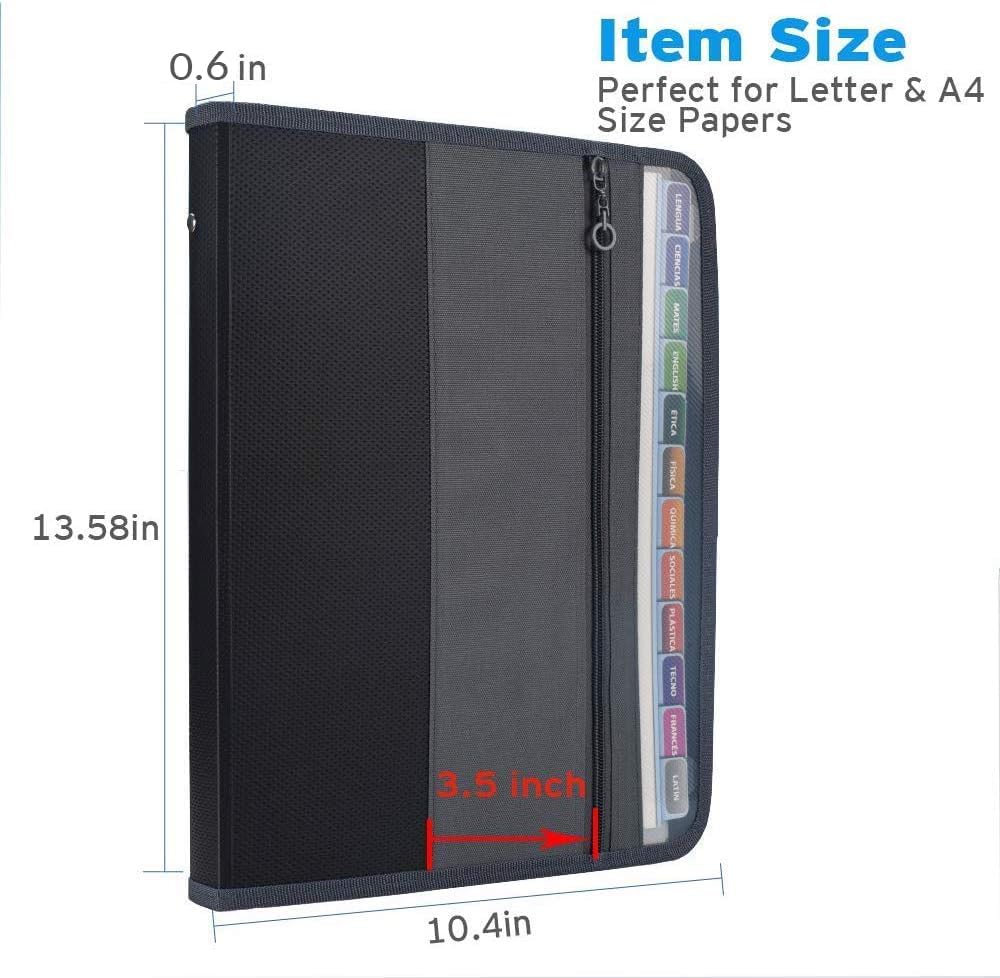 Accordion File Organizer with Zipper, 12 Pocket Expanding File Folder