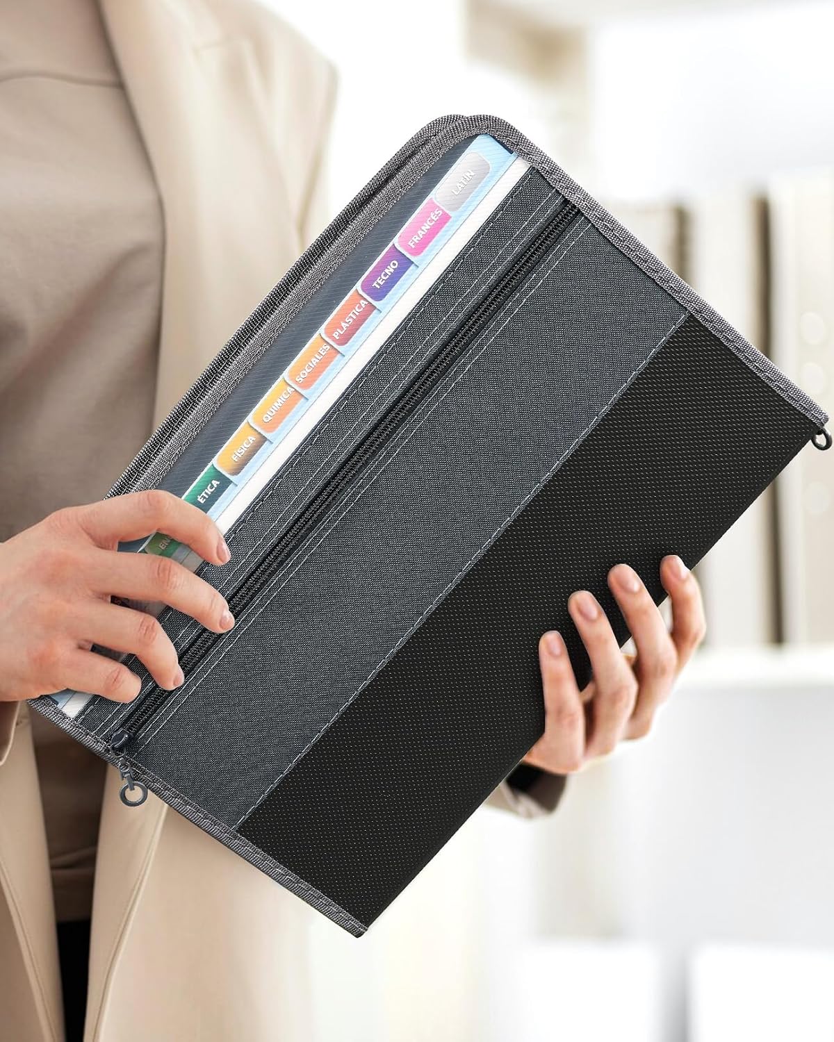 Accordion File Organizer with Zipper, 12 Pocket Expanding File Folder