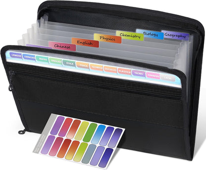 Accordion File Organizer with Zipper, 12 Pocket Expanding File Folder