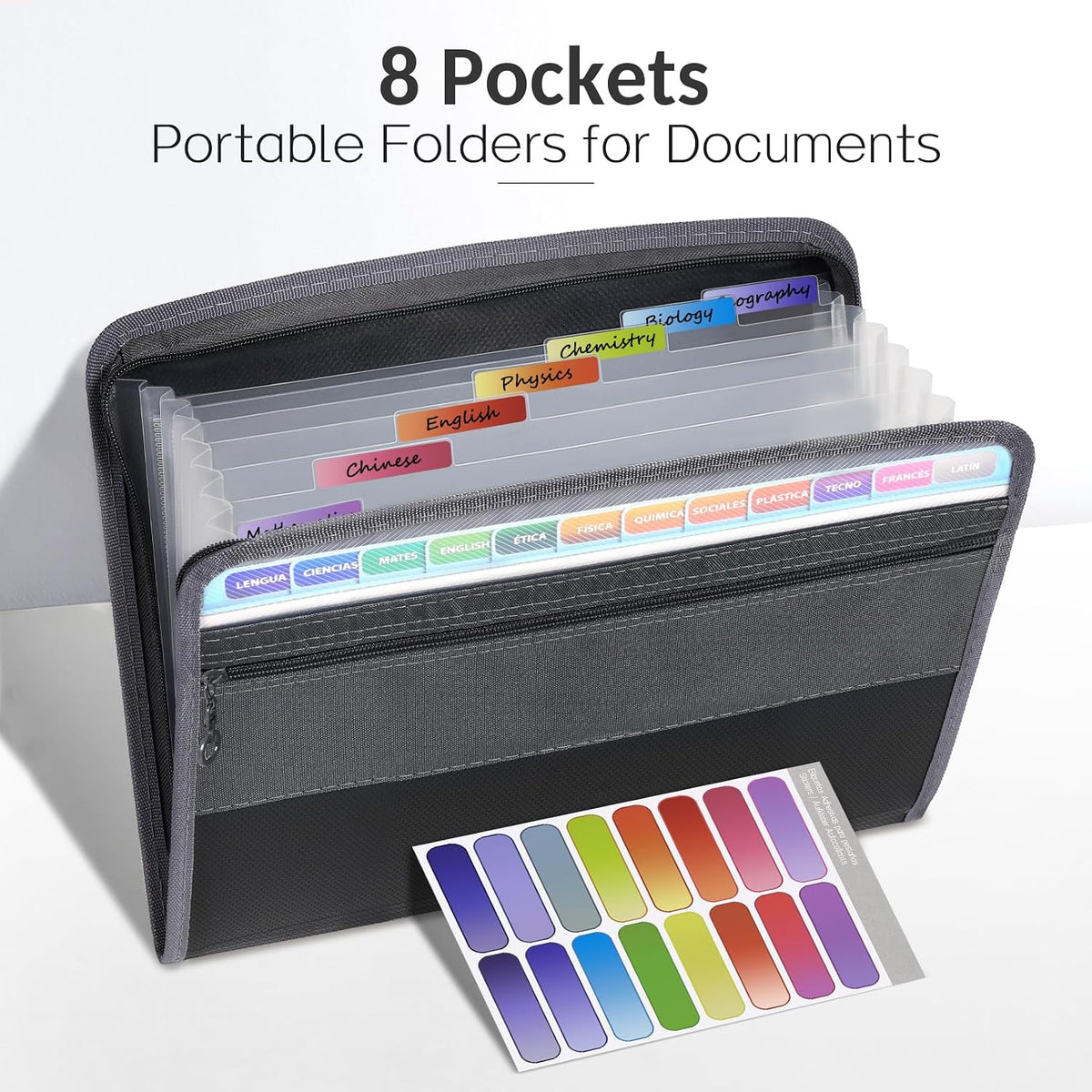 Accordion File Organizer with Zipper, 12 Pocket Expanding File Folder