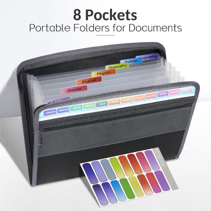 Accordion File Organizer with Zipper, 12 Pocket Expanding File Folder