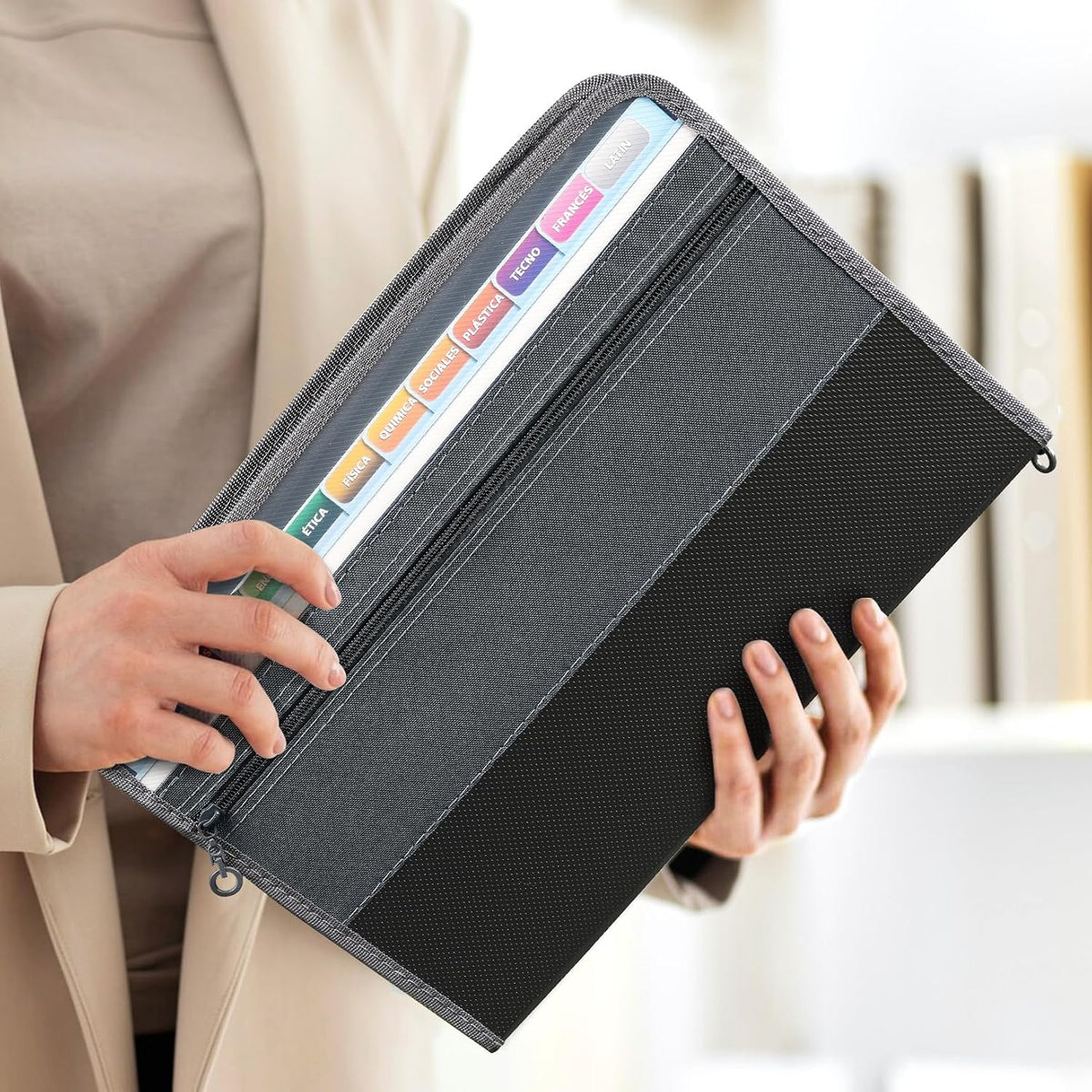Accordion File Organizer with Zipper, 12 Pocket Expanding File Folder