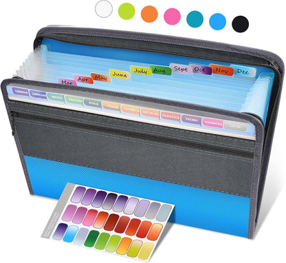 Accordion File Organizer with Zipper, 12 Pocket Expanding File Folder