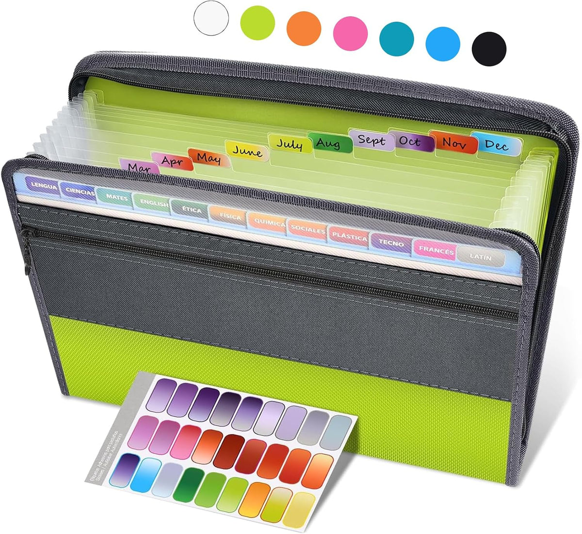 Accordion File Organizer with Zipper, 12 Pocket Expanding File Folder