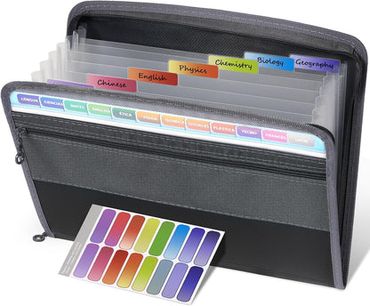 Accordion File Organizer with Zipper, 12 Pocket Expanding File Folder