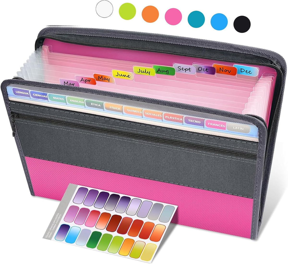 Accordion File Organizer with Zipper, 12 Pocket Expanding File Folder
