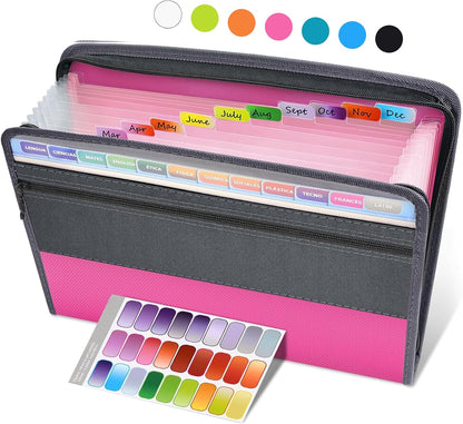 Accordion File Organizer with Zipper, 12 Pocket Expanding File Folder