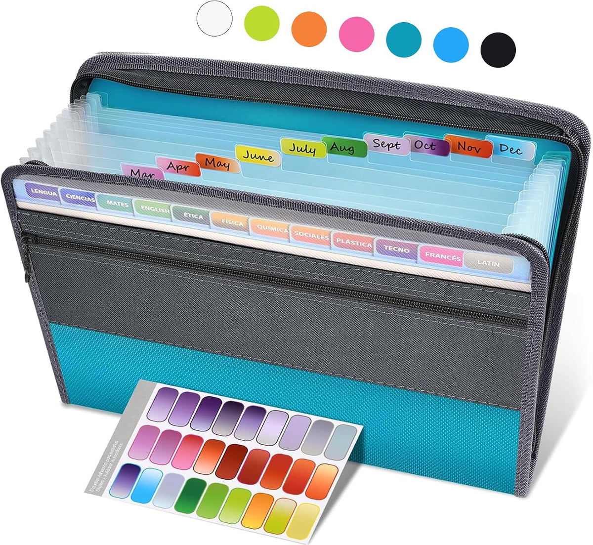 Accordion File Organizer with Zipper, 12 Pocket Expanding File Folder