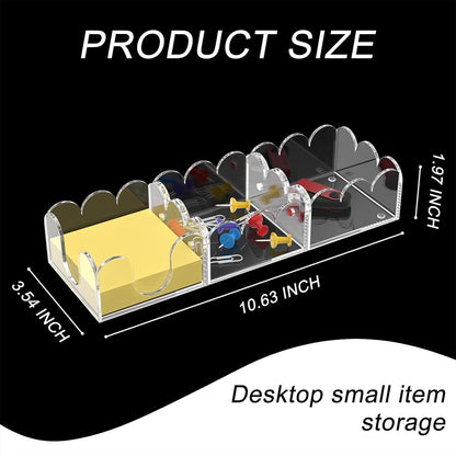 Magnetic 3-in-1 Acrylic Sticky Note Holder Dispenser | Modern Desktop Organizer for 3x3 Post It Notes & Memo Pads with Non-Slip Base | for Productive Workspace at Office, Home or School | Clear