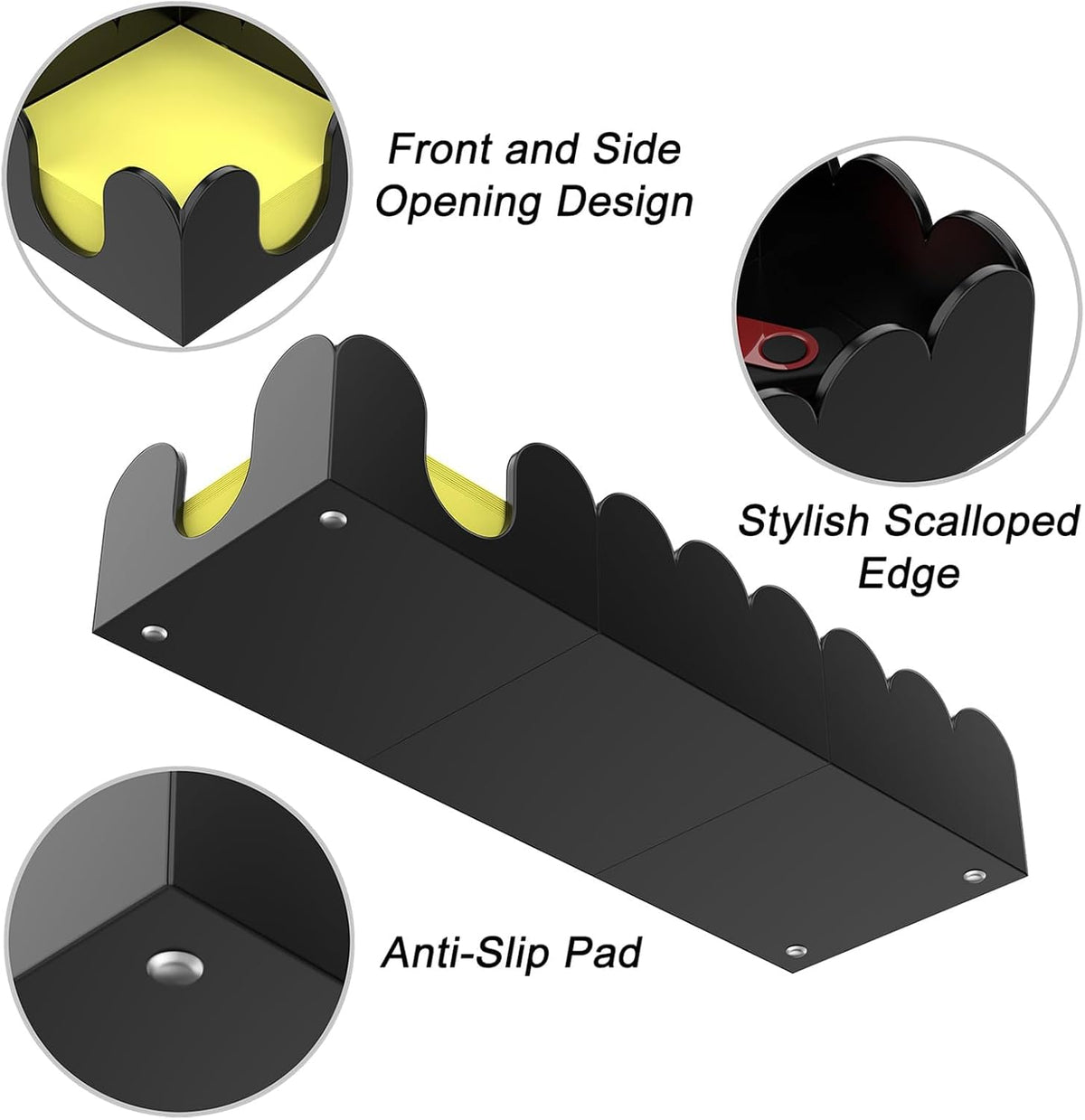 Magnetic 3-in-1 Acrylic Sticky Note Holder Dispenser | Modern Desktop Organizer for 3x3 Post It Notes & Memo Pads with Non-Slip Base | for Productive Workspace at Office, Home or School | Clear
