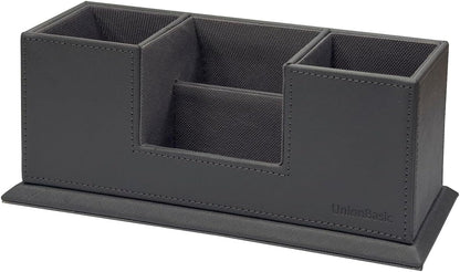 Desk Organizer, Desktop Caddy Leather Multi-compartment Pen Holder Office Stationer Organizer, Black