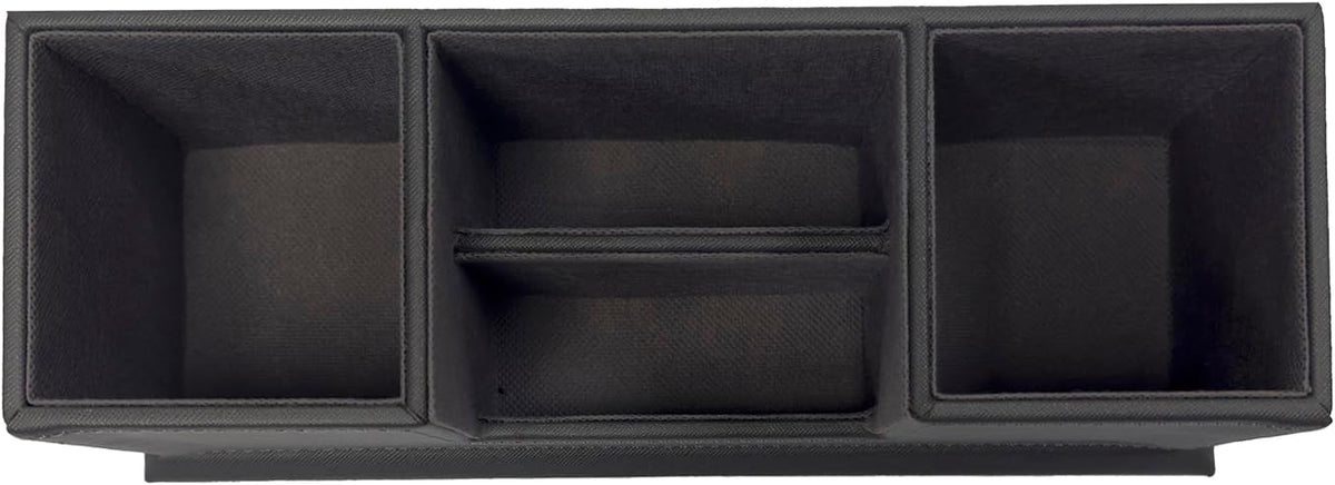 Desk Organizer, Desktop Caddy Leather Multi-compartment Pen Holder Office Stationer Organizer, Black