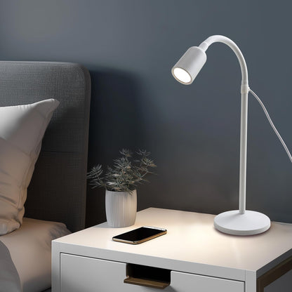 Small Desk Lamp with Flexible Gooseneck, USB Reading Light Nightstand with 3 Color Temperatures, Dimmable Eye-Caring Bedside Table Lamp for Home Office Bedroom Dorm RV - Black