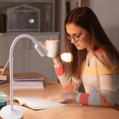 Small Desk Lamp with Flexible Gooseneck, USB Reading Light Nightstand with 3 Color Temperatures, Dimmable Eye-Caring Bedside Table Lamp for Home Office Bedroom Dorm RV - Black