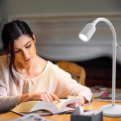 Small Desk Lamp with Flexible Gooseneck, USB Reading Light Nightstand with 3 Color Temperatures, Dimmable Eye-Caring Bedside Table Lamp for Home Office Bedroom Dorm RV - Black