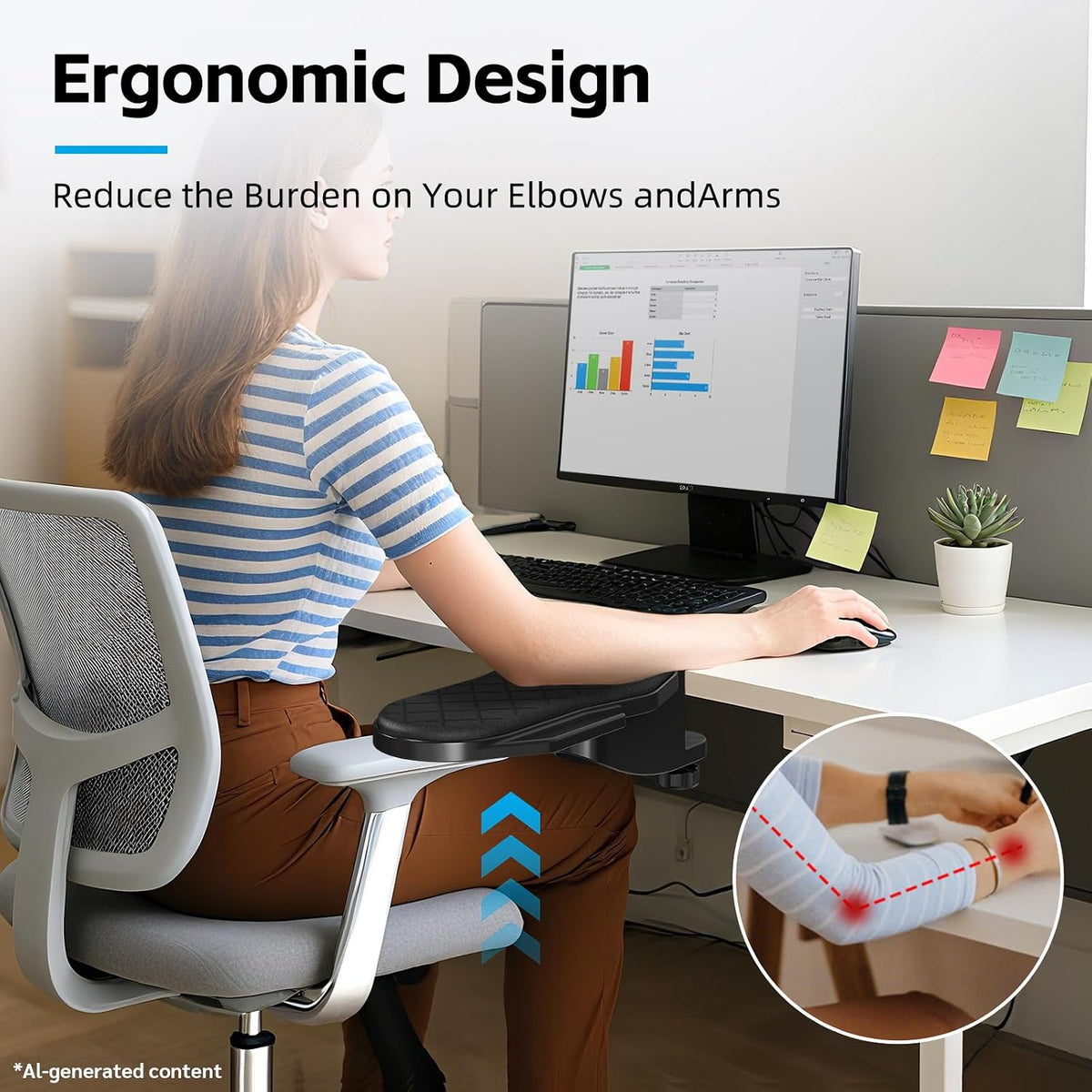 Ergonomics Desk Extender Tray, Table Mount Arm Wrist Rest Shelf