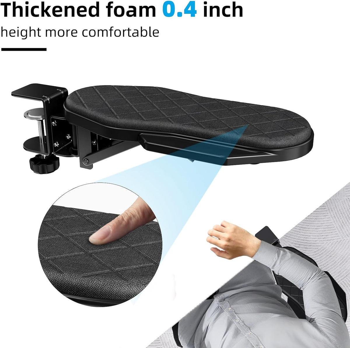 Ergonomics Desk Extender Tray, Table Mount Arm Wrist Rest Shelf