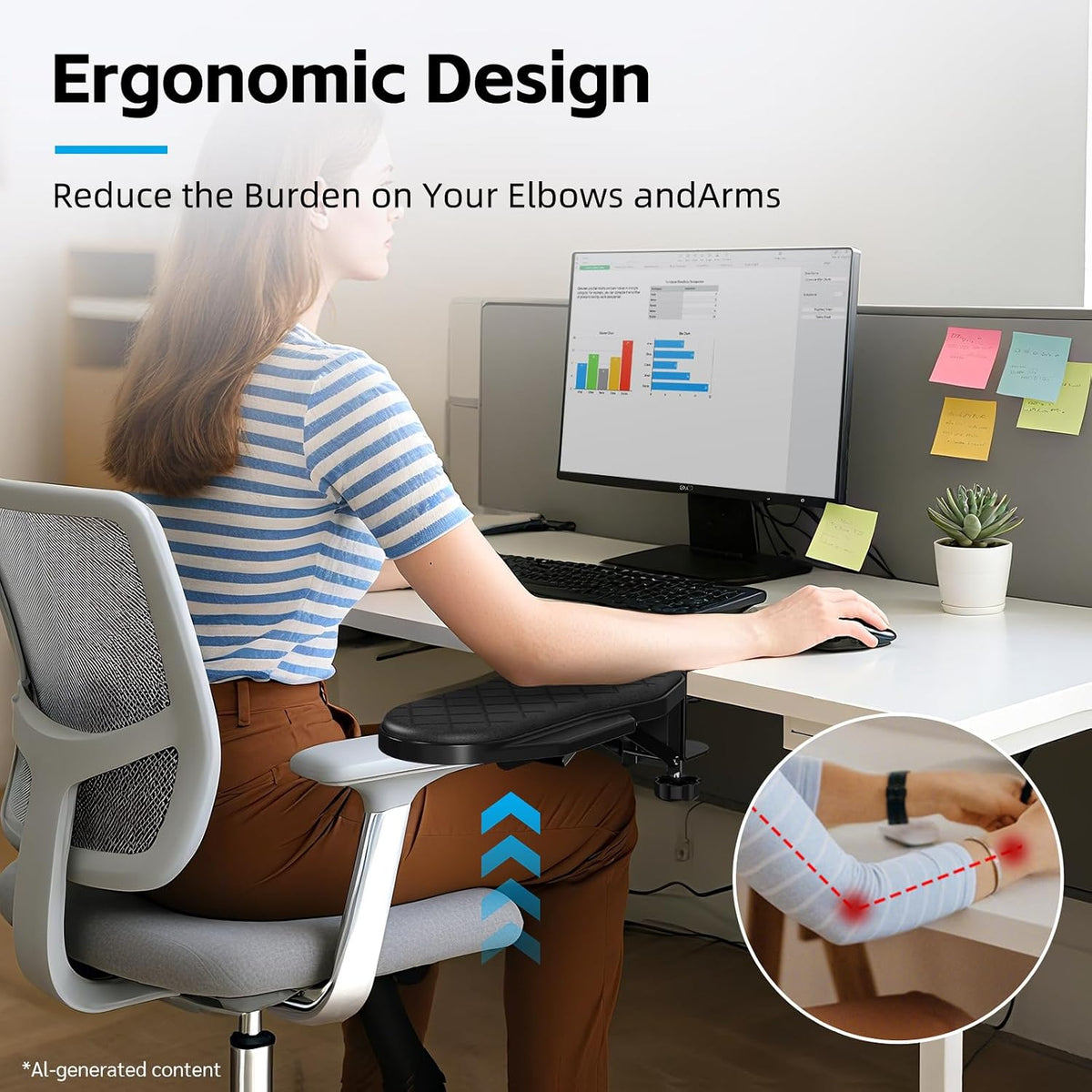 Ergonomics Desk Extender Tray, Table Mount Arm Wrist Rest Shelf