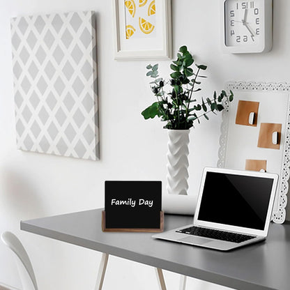 Mini Desktop Glass Dry Erase White Board with Rustic Wood Base,White Glass