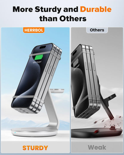 HERRBOLAI 3 in 1 Charging Station Compatible with Magsafe Charger