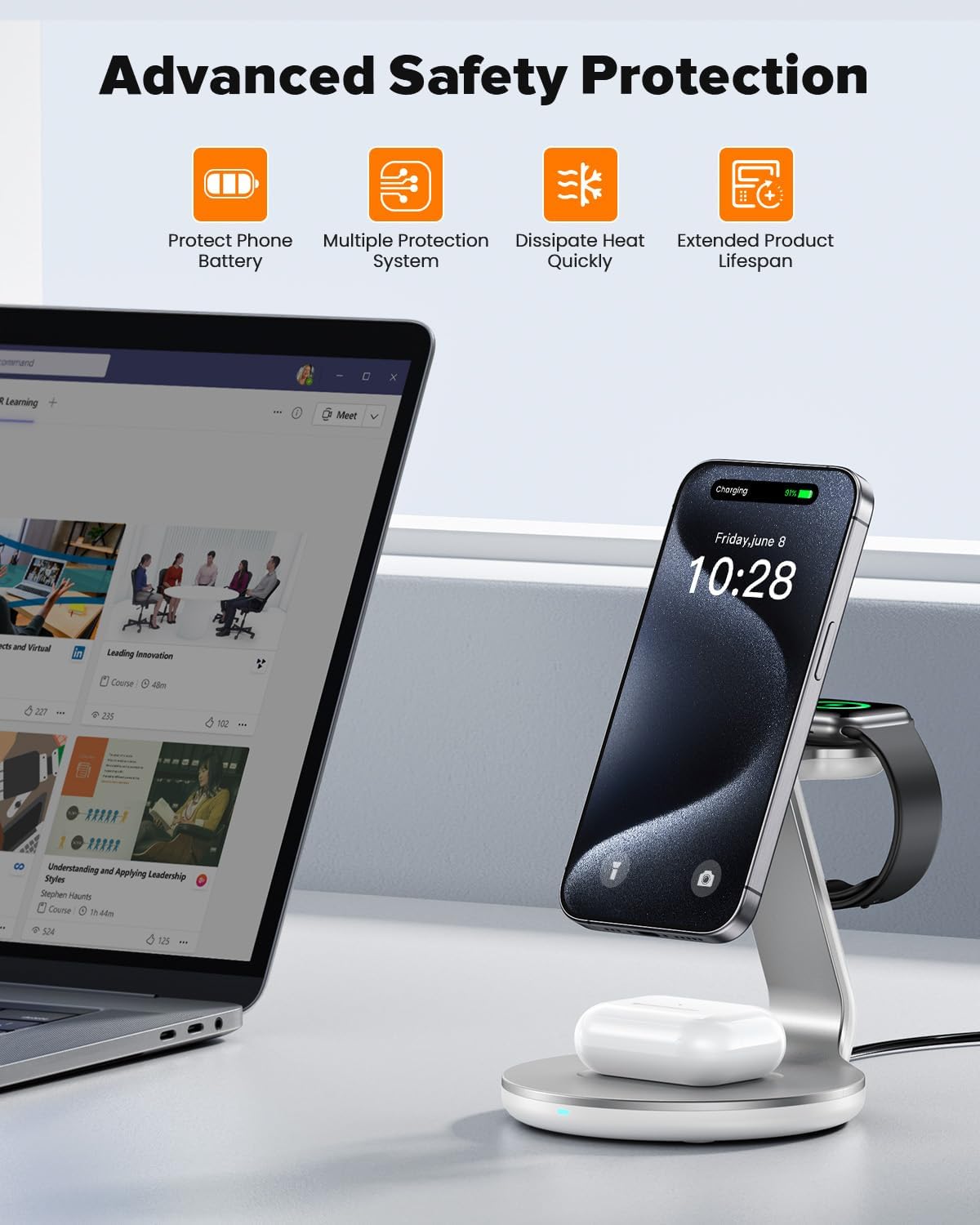 HERRBOLAI 3 in 1 Charging Station Compatible with Magsafe Charger