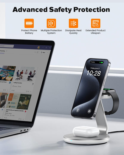 HERRBOLAI 3 in 1 Charging Station Compatible with Magsafe Charger