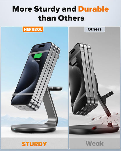 HERRBOLAI 3 in 1 Charging Station Compatible with Magsafe Charger