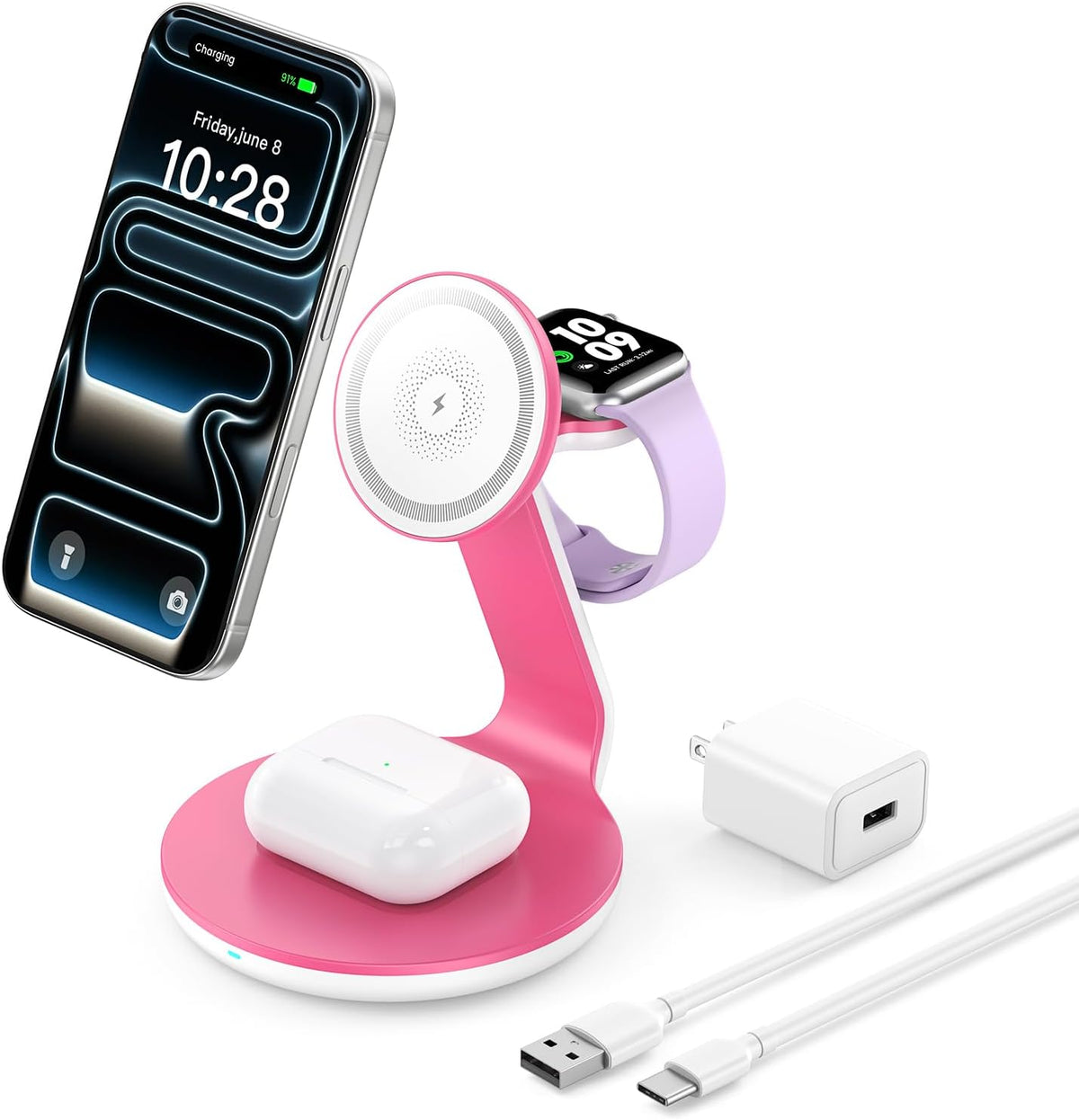 HERRBOLAI 3 in 1 Charging Station Compatible with Magsafe Charger