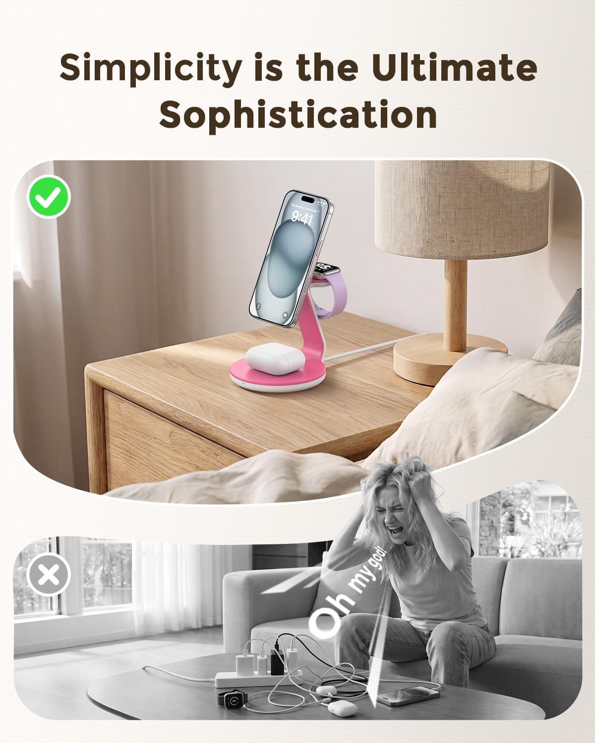 HERRBOLAI 3 in 1 Charging Station Compatible with Magsafe Charger