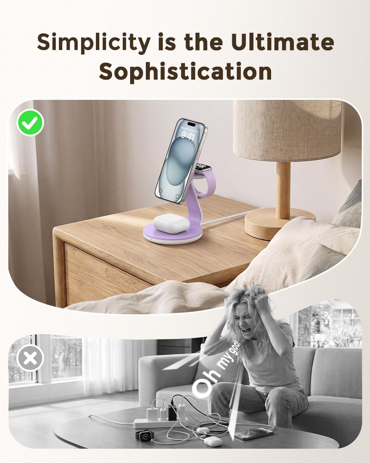 HERRBOLAI 3 in 1 Charging Station Compatible with Magsafe Charger