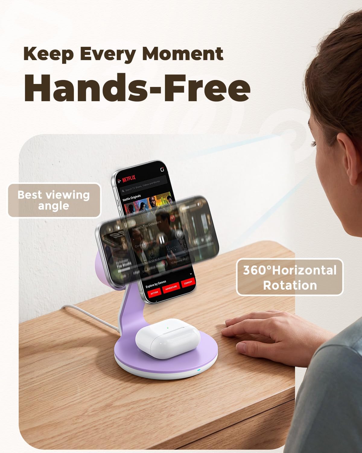 HERRBOLAI 3 in 1 Charging Station Compatible with Magsafe Charger
