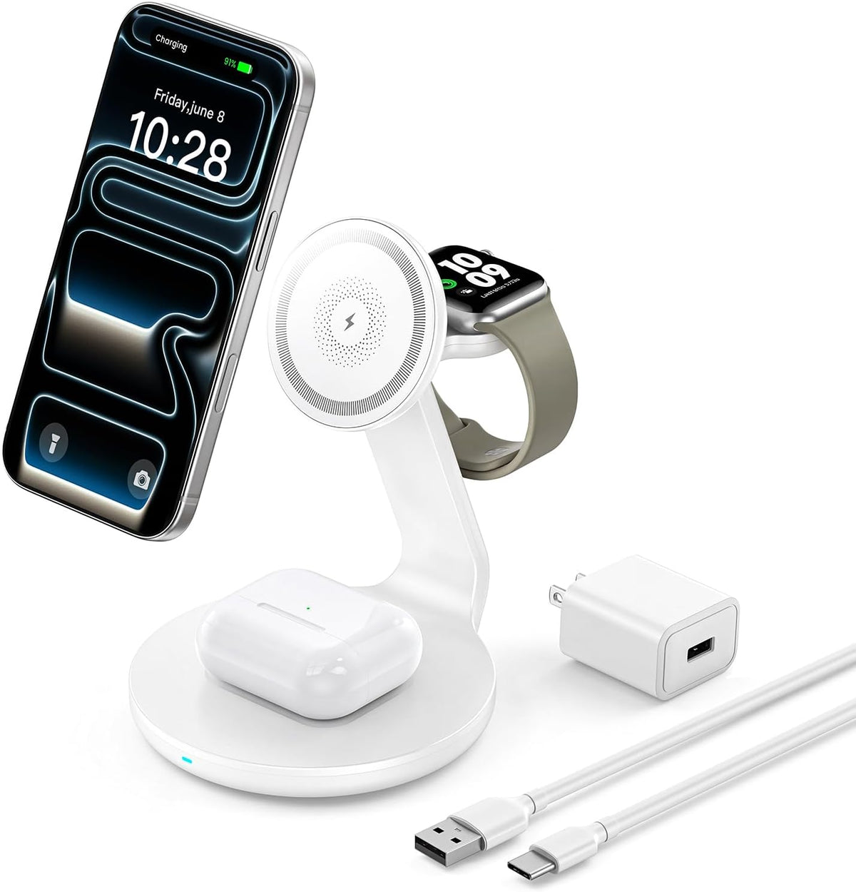 HERRBOLAI 3 in 1 Charging Station Compatible with Magsafe Charger