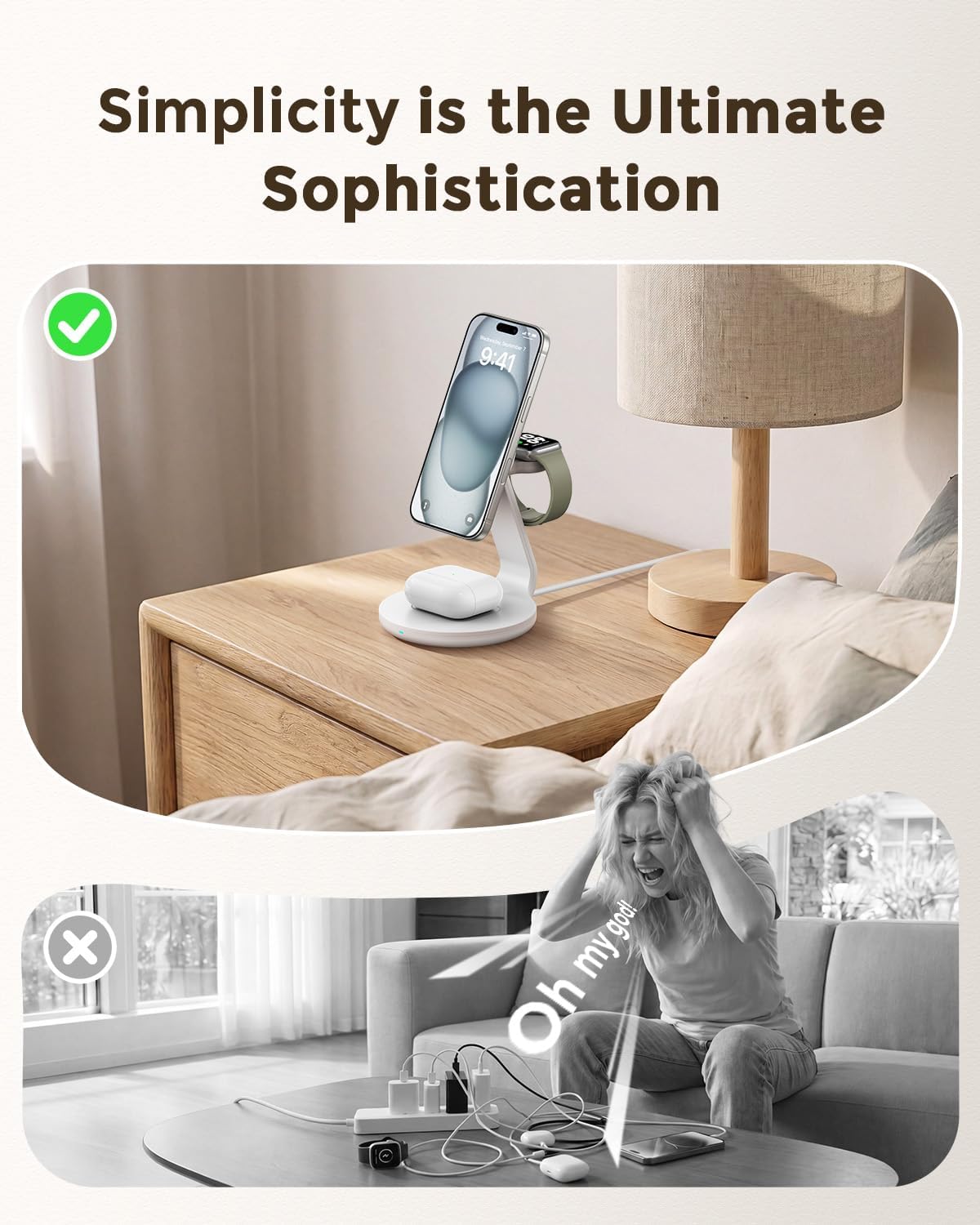 HERRBOLAI 3 in 1 Charging Station Compatible with Magsafe Charger