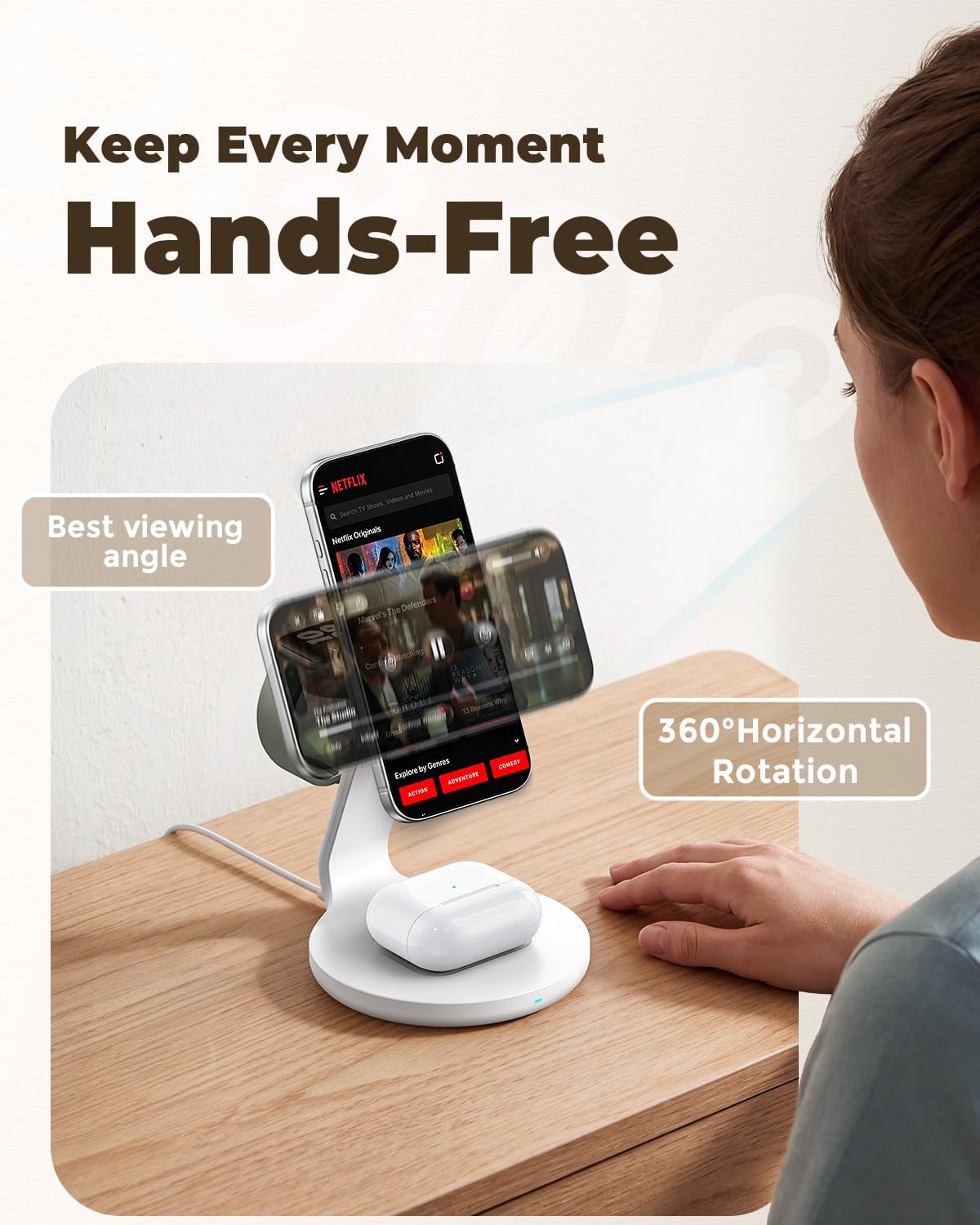 HERRBOLAI 3 in 1 Charging Station Compatible with Magsafe Charger