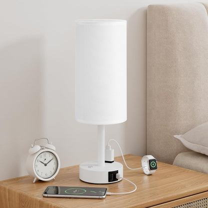 Touch Bedside Table Lamp for Bedroom, Stepless Dimmable, USB A+C, AC Outlet