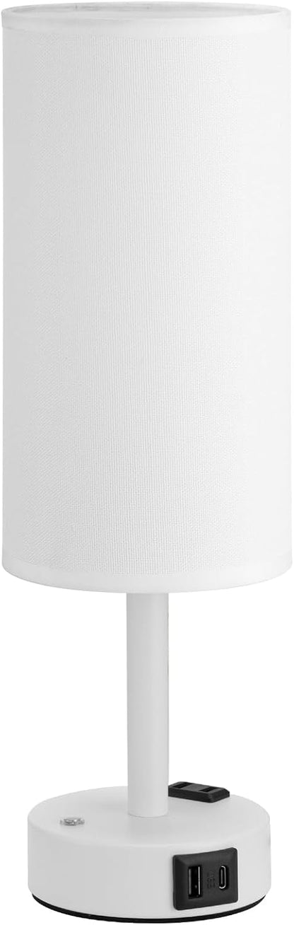 Touch Bedside Table Lamp for Bedroom, Stepless Dimmable, USB A+C, AC Outlet