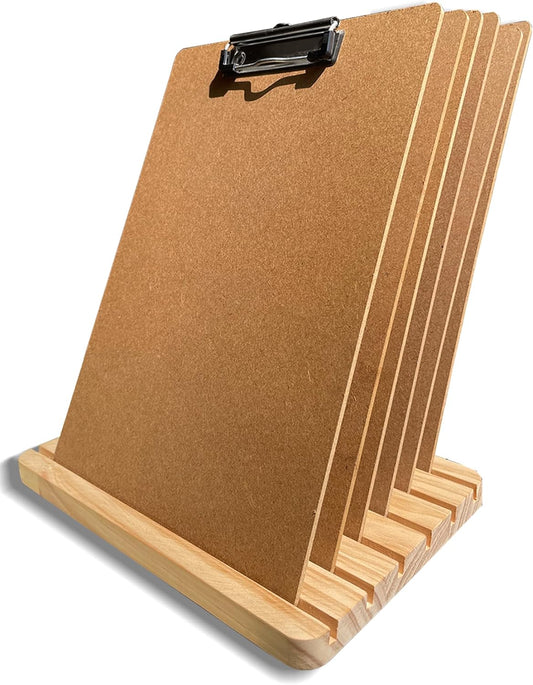 Clipboard Holder, Wood Clipboard Organizer Display Stand, Document Typing Paper Stand, Receipt Holder, White Board Storage Rack Organizer for Home Classroom Must Haves, Office, No Assembly Required