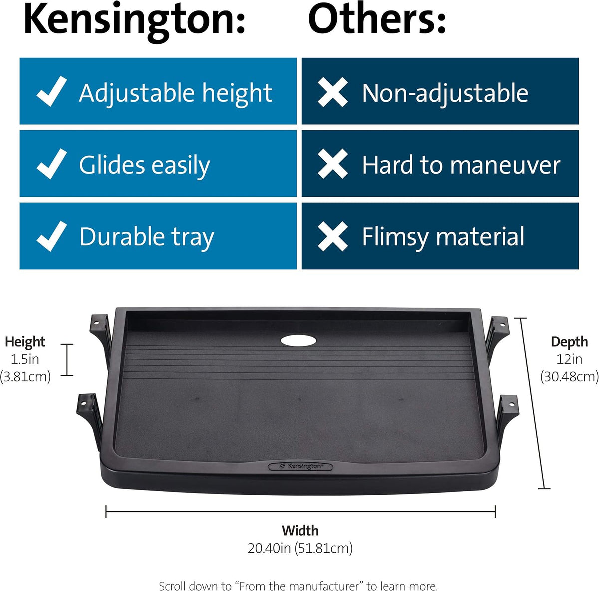 Underdesk Basic Keyboard Drawer (K60009US) , Black