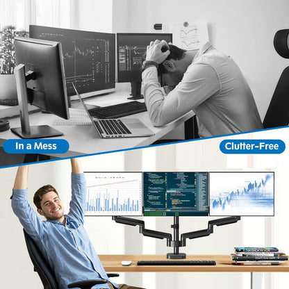 Triple Monitor Desk Mount for Computer Screens up to 32"