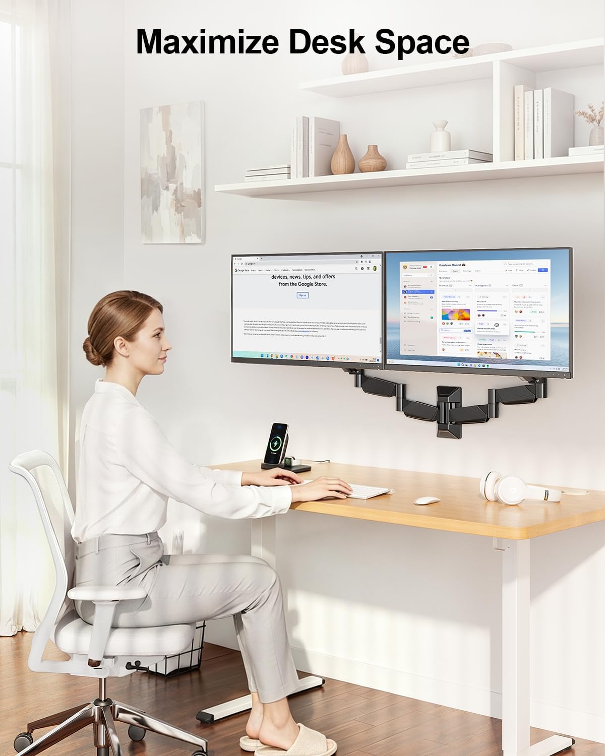 Triple Monitor Desk Mount for Computer Screens up to 32"