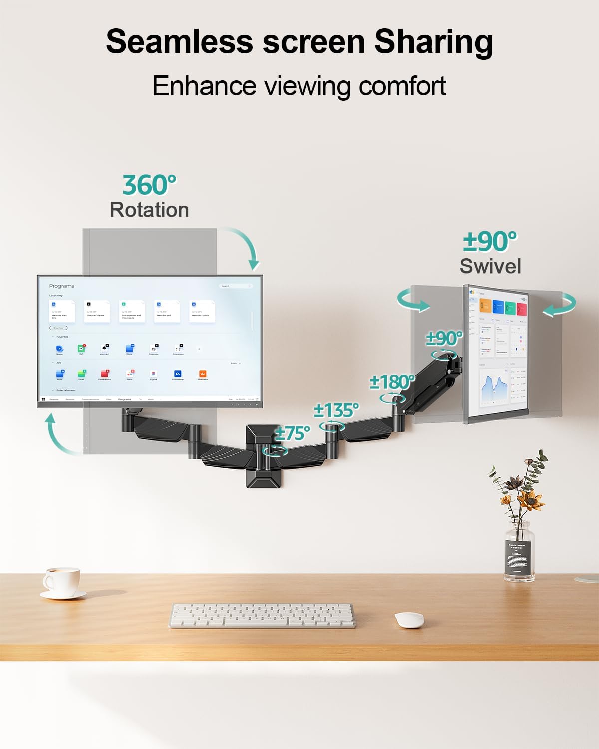 Triple Monitor Desk Mount for Computer Screens up to 32"