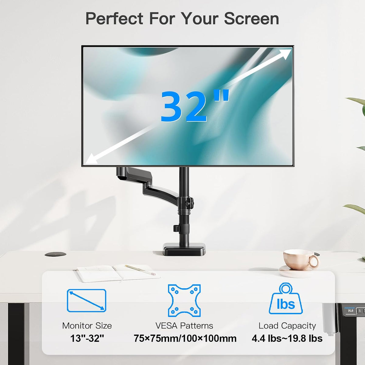 Triple Monitor Desk Mount for Computer Screens up to 32"
