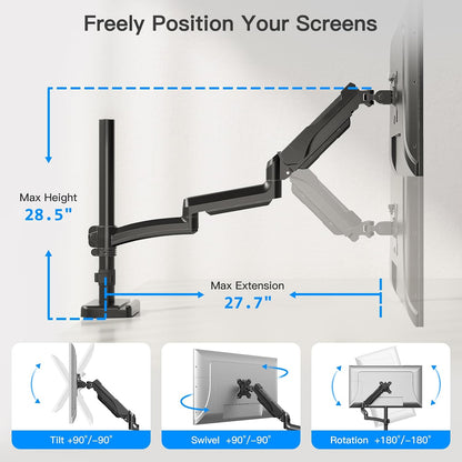 Triple Monitor Desk Mount for Computer Screens up to 32"