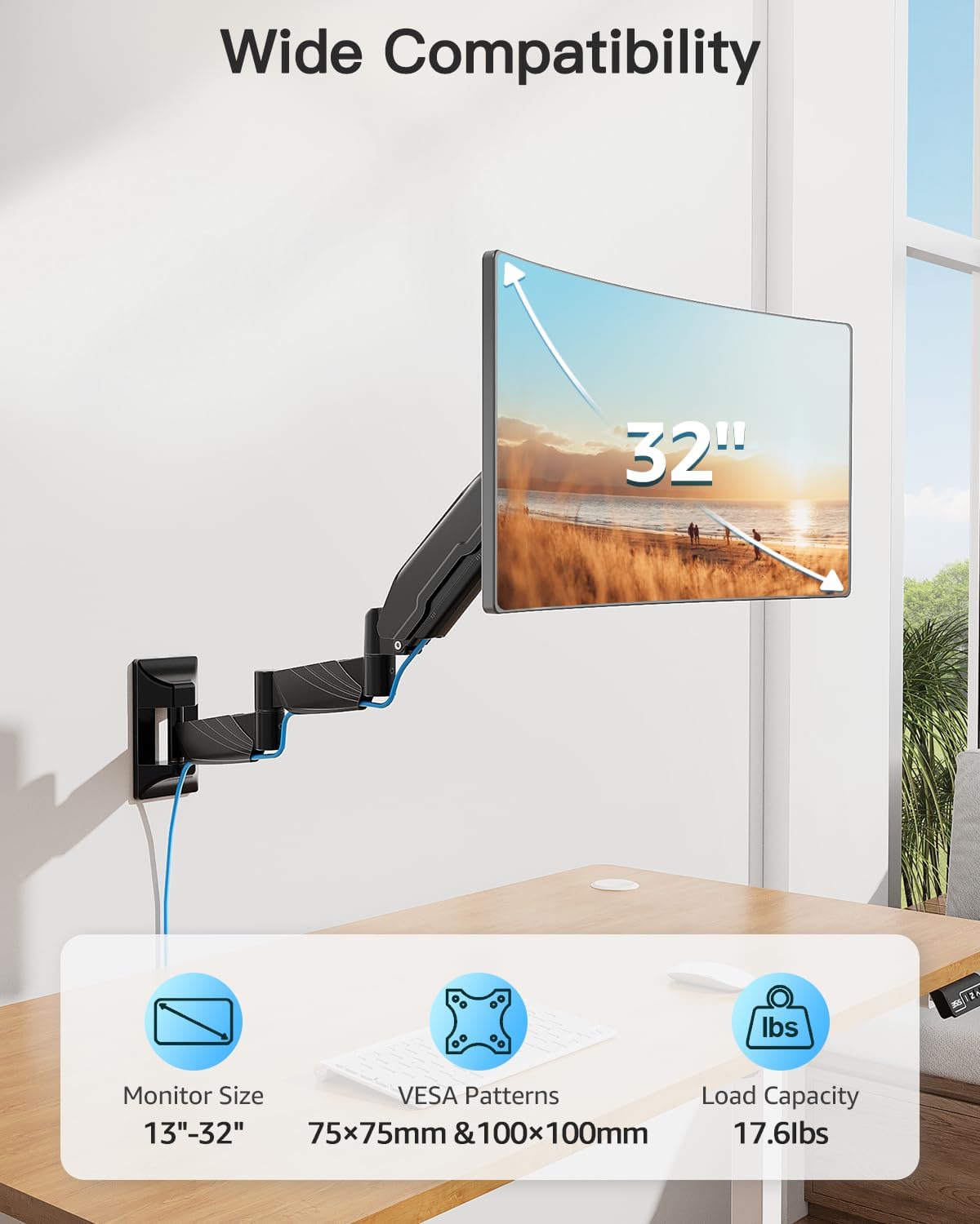 Triple Monitor Desk Mount for Computer Screens up to 32"