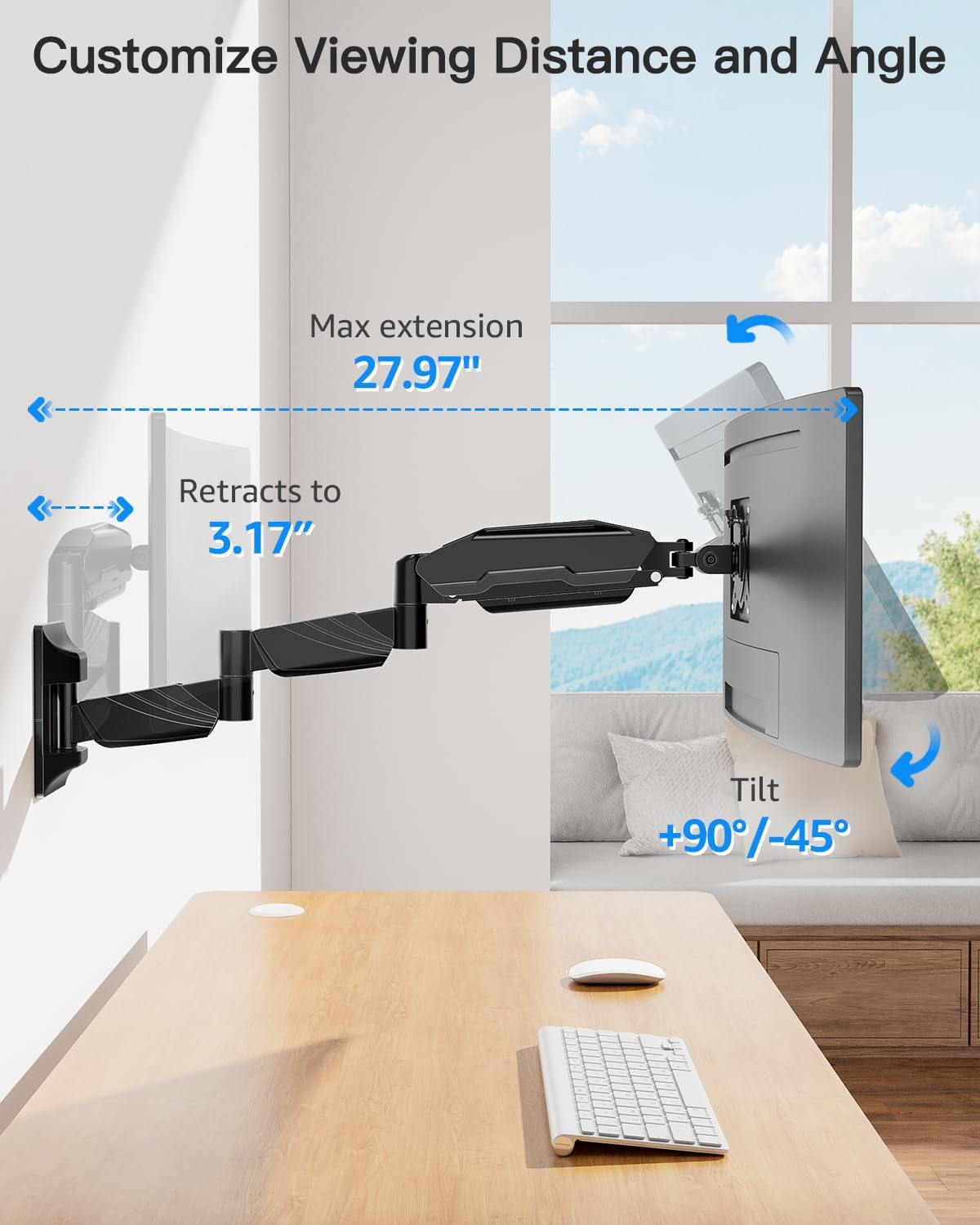 Triple Monitor Desk Mount for Computer Screens up to 32"