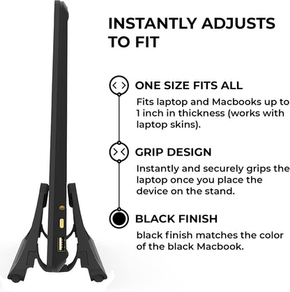 Vertical Laptop Stand for Desks Adjustable Matte Black MacBook