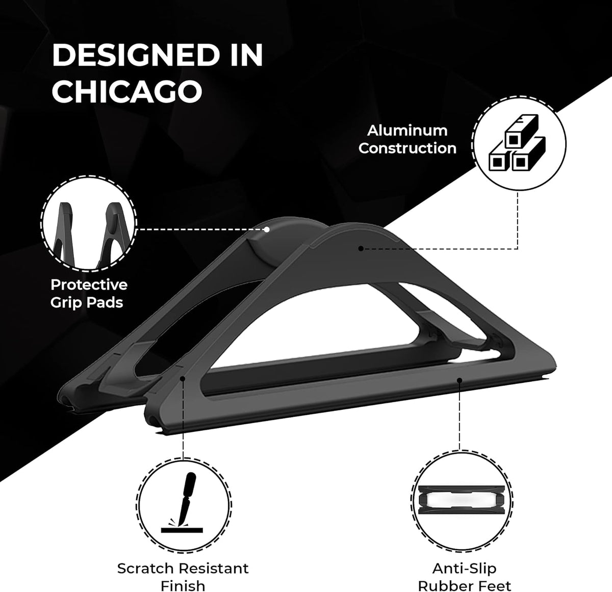 Vertical Laptop Stand for Desks Adjustable Matte Black MacBook