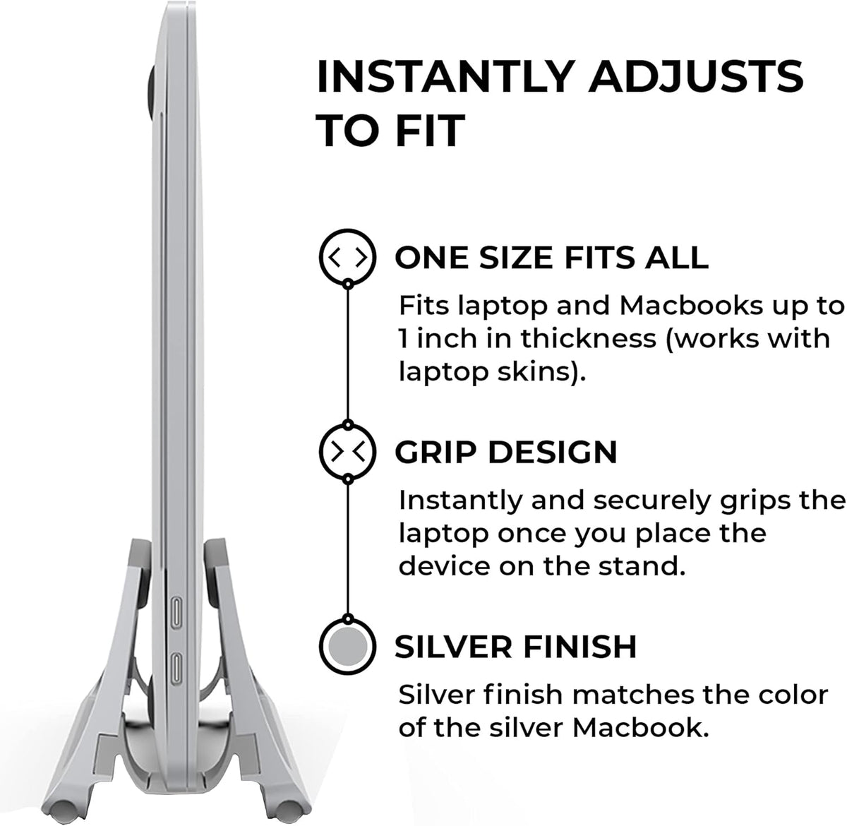 Vertical Laptop Stand for Desks Adjustable Matte Black MacBook